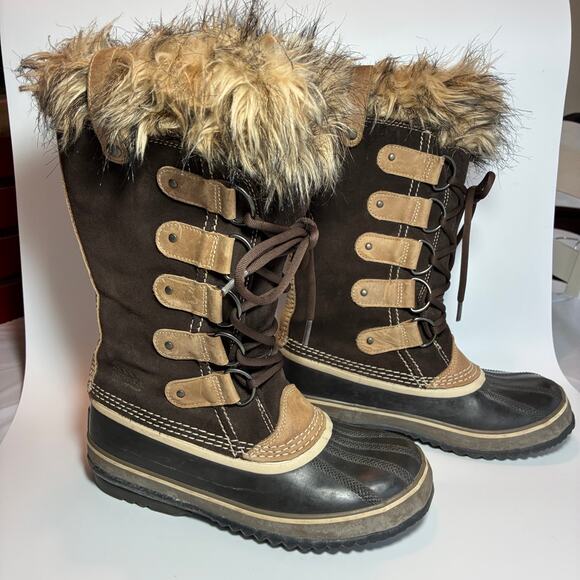 SOREL JOAN OF ARCTIC WOMENS 8 BROWN SUEDE WATERPROOF WINTER BOOTS  NL 1540-248 - Picture 3 of 7